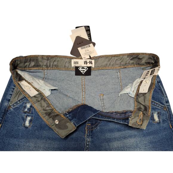 Cotton On Boys Husky Jeans Sz 15-16 | Adjustable Waist, Camouflage Patches, NWT - Picture 3 of 7